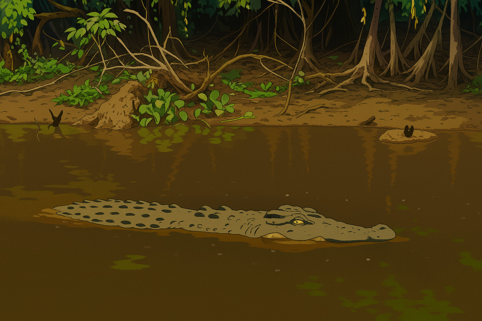 Crocodile in Tranquil Jungle Haven